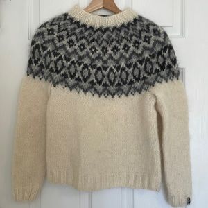 Icewear Edda Icelandic wool lopapeysa grey black white XS $261